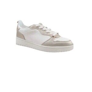 No Boundaries Women’s Lace Up Court Sneakers White Gold Size 7 New in Box